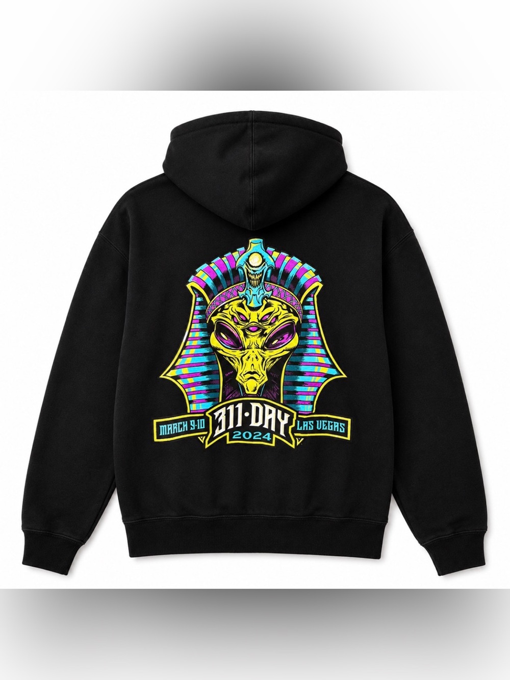 311 Day 2024 Las Vegas Alien Pharaoh Black Zip Up unisex Hoodie size Large